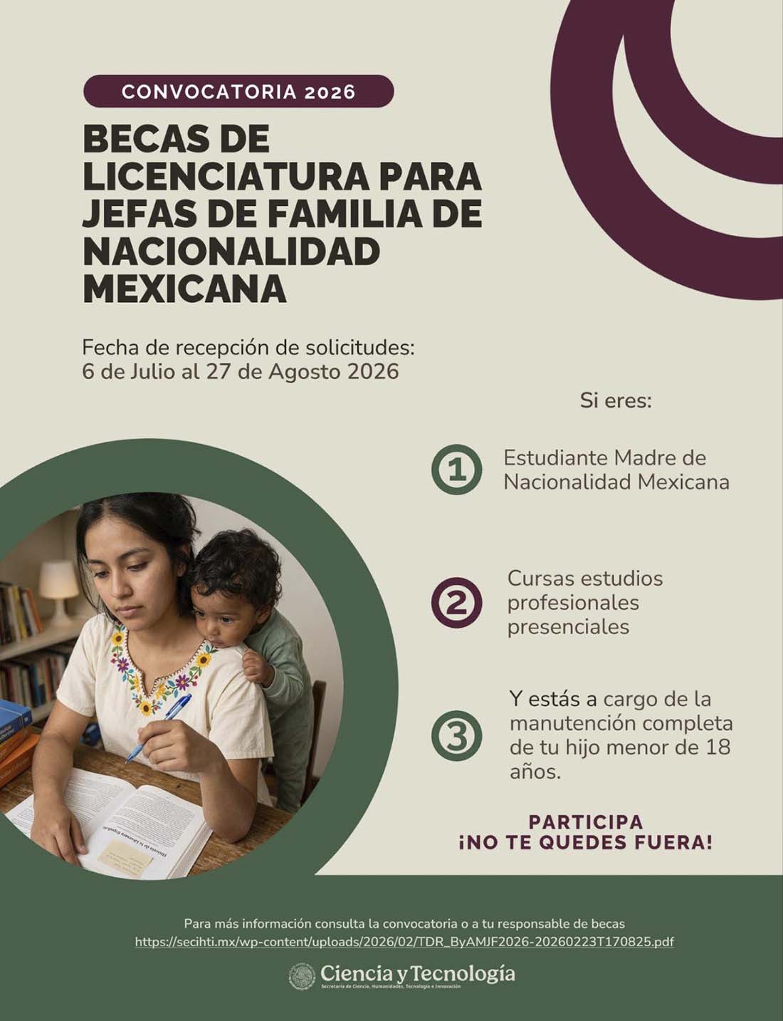Becas de licenciatura para jefas de familia.