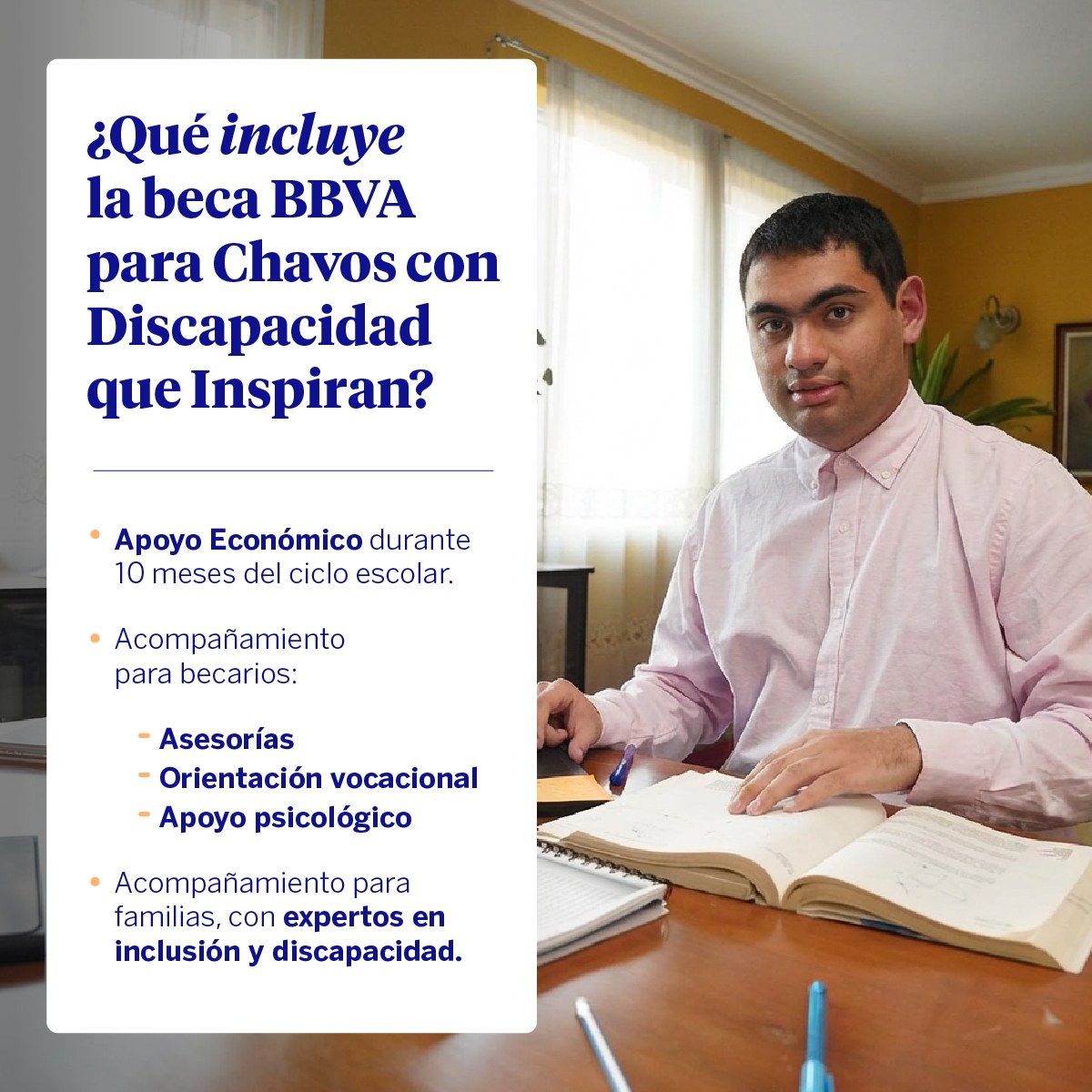 Becas BBVA  para chavos con discapacidad que inspiran.