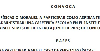 Convocatoria - Cafetería Escolar