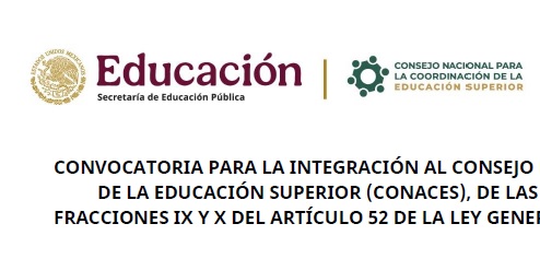 Convocatoria para la Integración al Consejo Nacional para la Coordinación de la Educación Superior