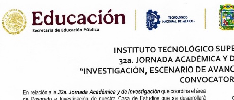 Convocatoria 32a. Jornada Académica y de Investigación 2026